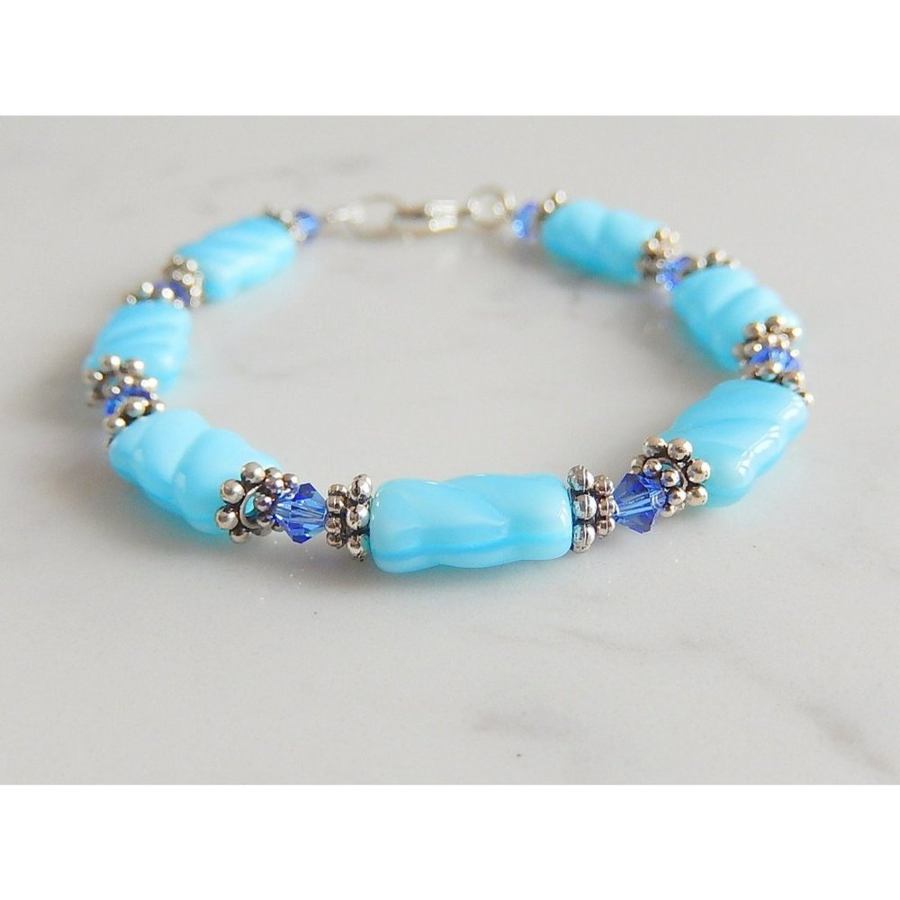 Blue Glass Beaded Bracelet